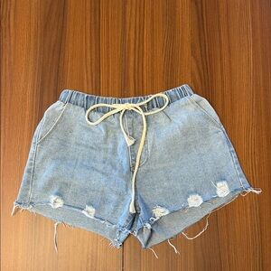 Light Blue Denim Drawstring Women’s Shorts